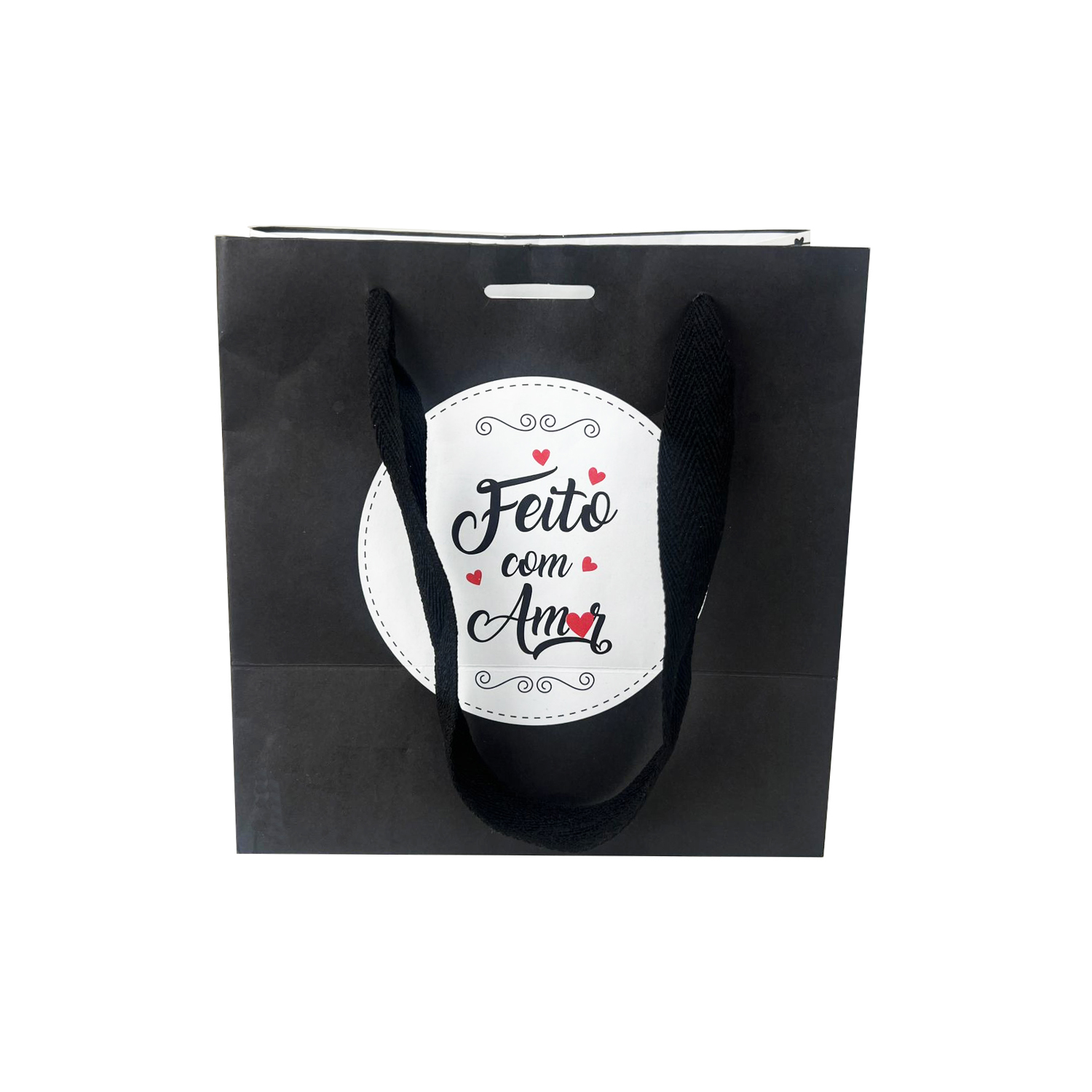 Sacola Offset G1 (31 x 19 x 31 cm) Feito Com Amor-  50 unidades