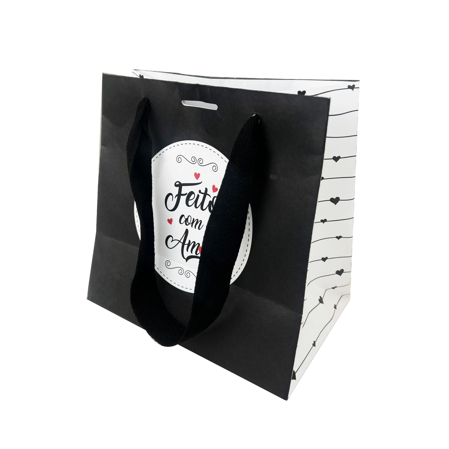 Sacola Offset G1 (31 x 19 x 31 cm) Feito Com Amor-  50 unidades