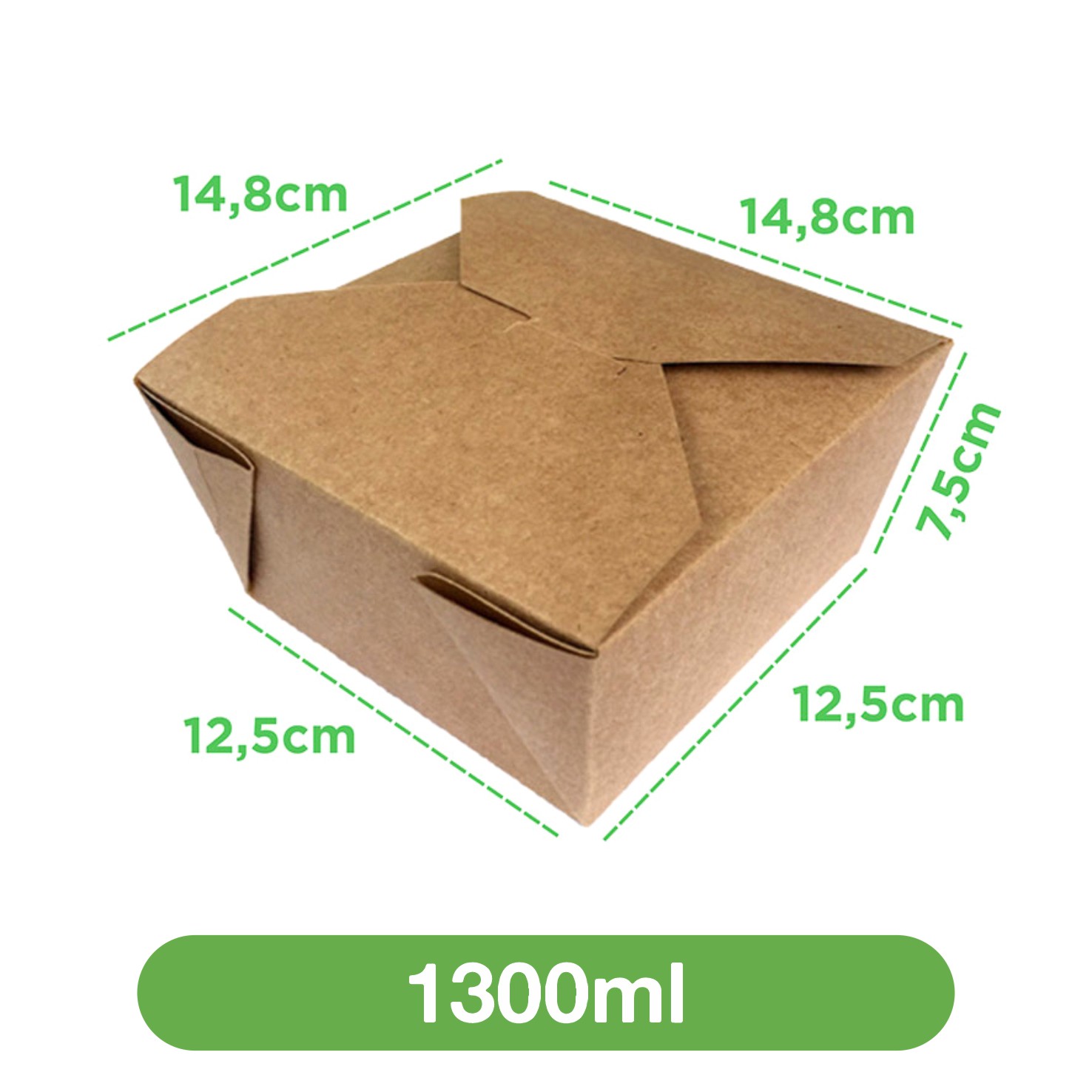 Embalagem Multiuso Delivery 1300ml (12,5 x 12,5 x 7,5 cm) - 100 Unidades
