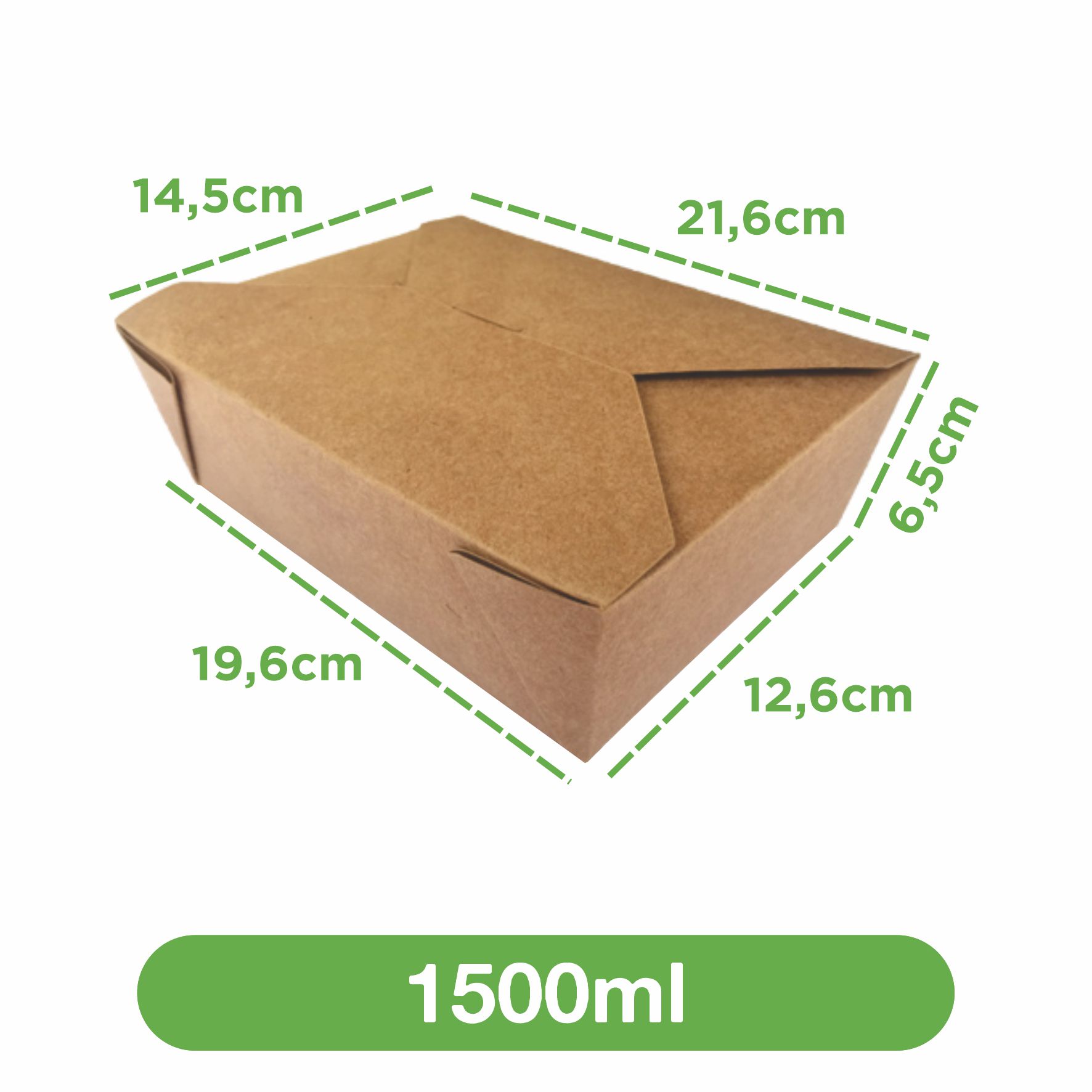 Embalagem Multiuso Delivery 1500ml (19,6 x 12,6 x 6,5 cm) - 100 Unidades