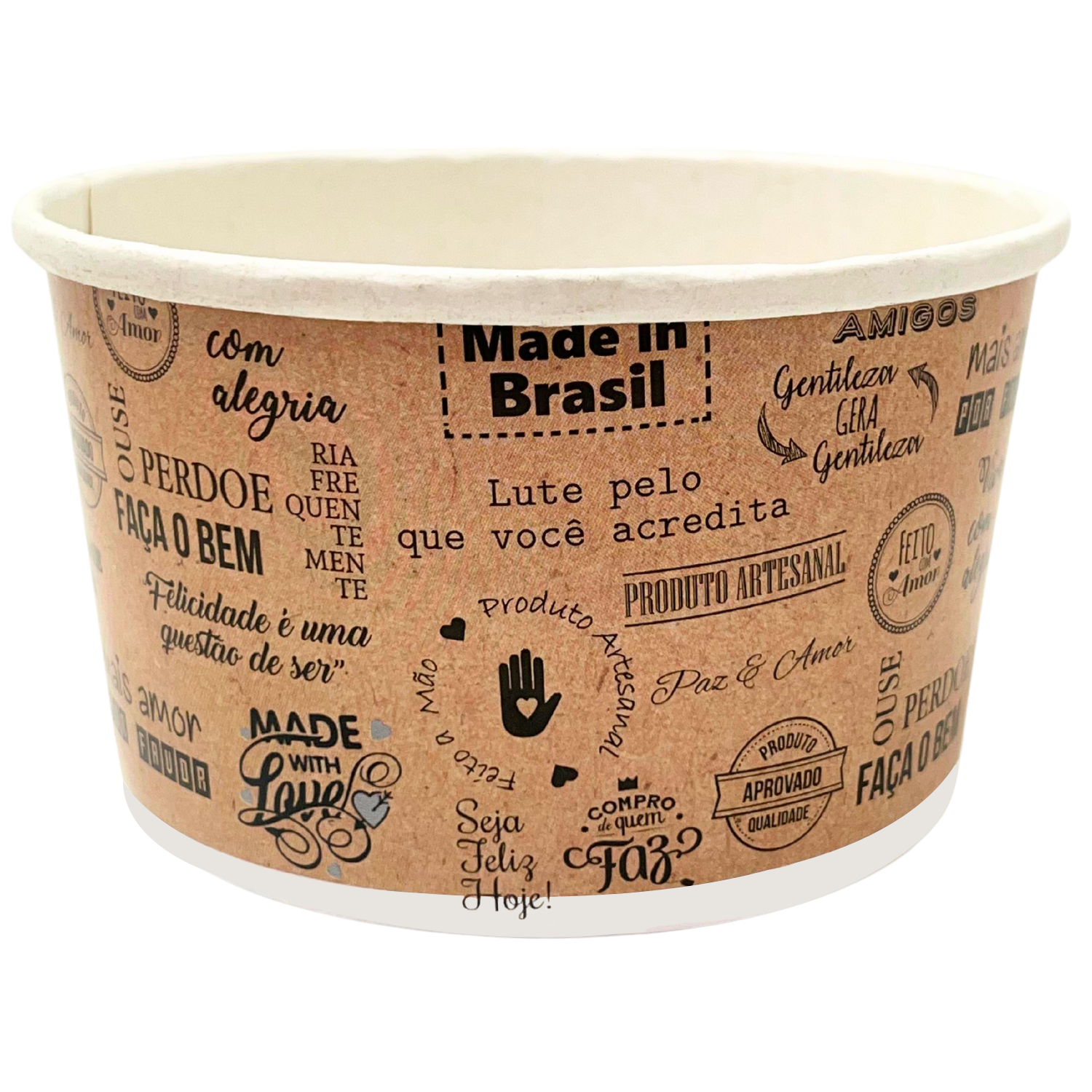 Pote papel Descartável Bowl p/ Salada, Caldo, Alimentos Diversos 550 ml SEM tampa - 100 unidades