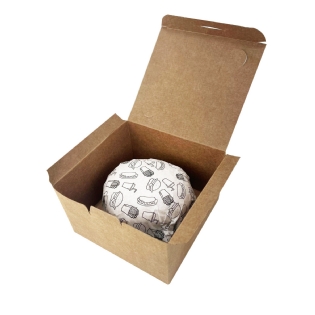 Interior da embalagem Plus Kraft, com espaço ideal para canecas, lanches ou presentes.
