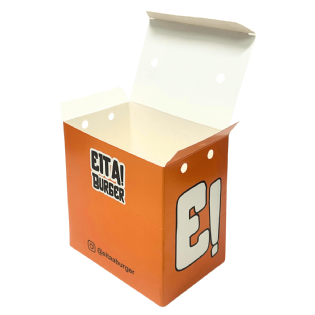 Embalagem personalizada para batata frita em papel triplex 300g vista de frente.