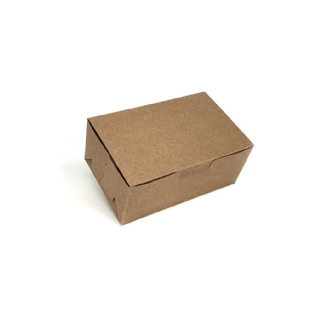 Embalagem Kraft delivery 14x9x6 cm com laminação interna, ideal para transporte de lanches, sobremesas e pequenas porções.