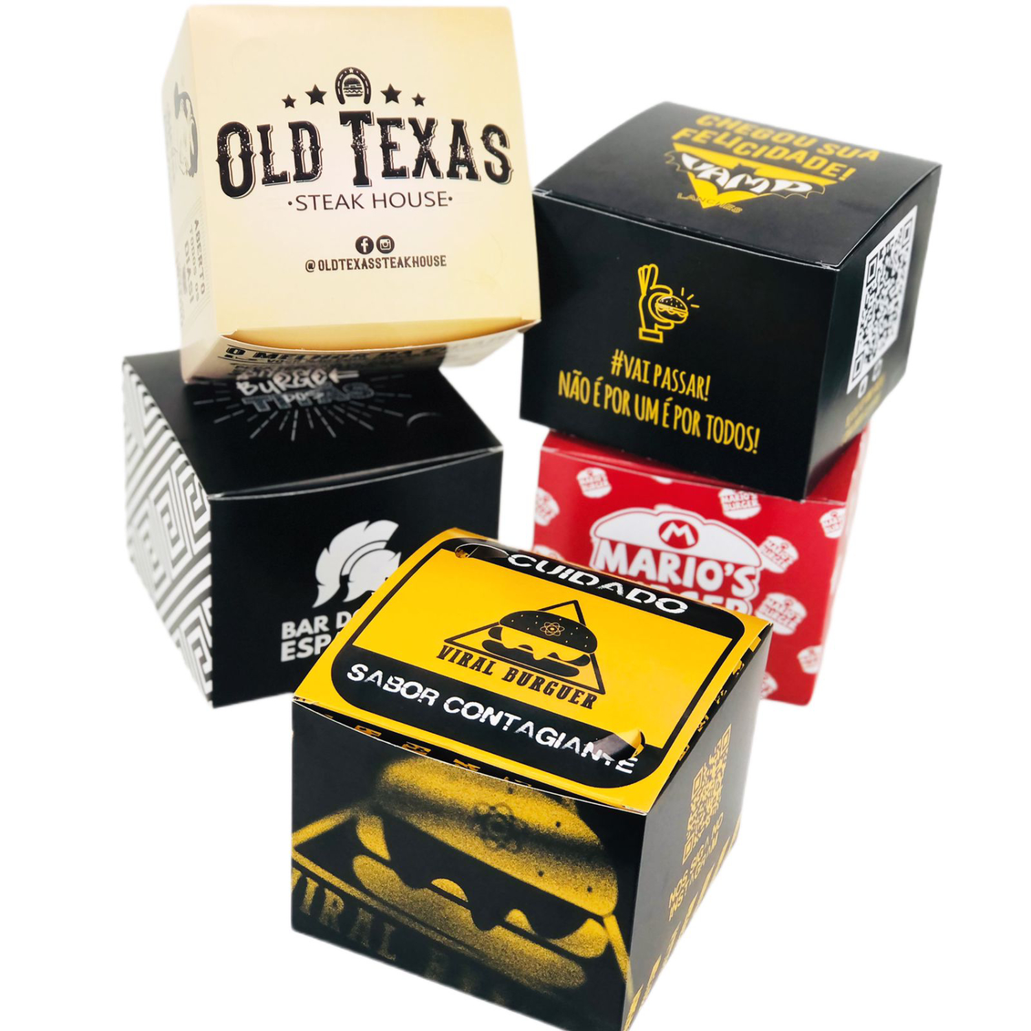 Embalagem p/ Lanche Gourmet Plus, Papel 250grs (12,5 x 12,5 x 10 cm) Personalizada