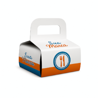 Embalagem montada pronta para uso, destacando como ficaria o design com a arte do cliente