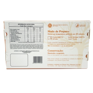 Frente da embalagem personalizada para refrigerados com informações nutricionais e instruções de uso.