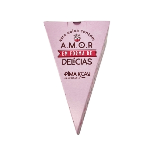 Caixa triangular para bolo fatia com berço personalizado e fechamento por trava â Multicaixasnet.