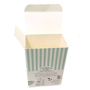 Embalagem personalizada Café Bistrot de Ville com fundo automático.