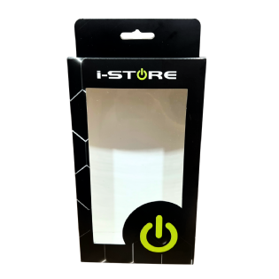 Embalagem personalizada para capinha de celular com visor em acetato e gancheira.