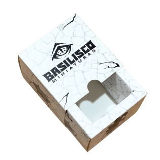 Caixa gaveta personalizada com fechamento deslizante e design temático de rachaduras.