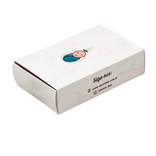 Embalagem gaveta personalizada branca estampa floral delicada, vista fechada.
