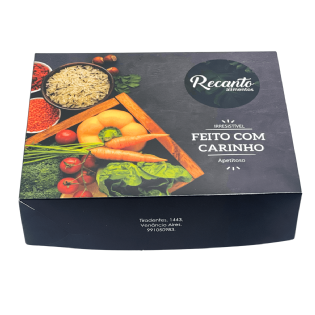 Embalagem marmita executiva M personalizada 18x12x5 cm com tampa impressa â Multicaixasnet