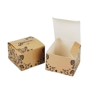 Duas Embalagens Multiuso 6x6x4,4 cm personalizadas modelo Biscoadinho exibindo tampa e corpo lateral