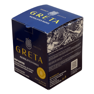 Embalagem personalizada para café drip coffee 10 x 10 x 12 cm com design moderno.