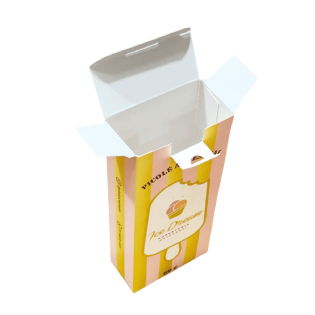 Caixa personalizada para picolé artesanal com design colorido â Multicaixasnet.