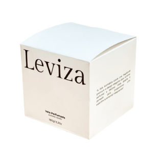 Embalagem para vela personalizada 9x9x8,7cm com logo Leviza em papel branco â Multicaixasnet