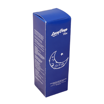 Embalagem personalizada para sérum 30ml com impressão azul e fechamento cartucho