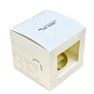 Embalagem personalizada para vela 350g com visor e design floral