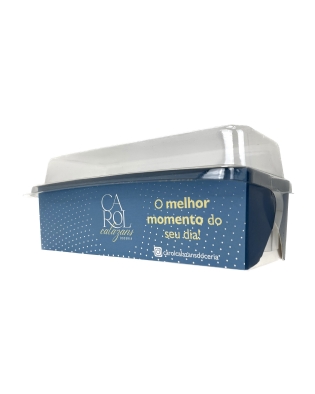 Forma forneável bolo inglês 390 g personalizada Carol Calazans com tampa plástica transparente