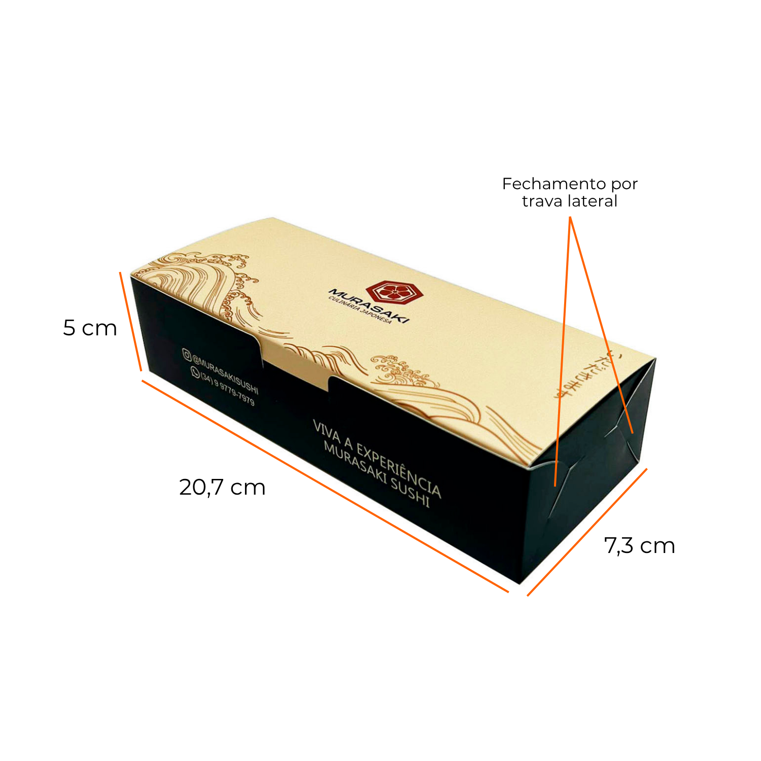 Embalagem para Sushi e Combinados (20,7 x 7,3 x 5 cm) Personalizado