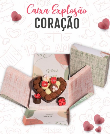 Caixa Explosão p/ Coração de Chocolate e Docinhos - 1 Unidade