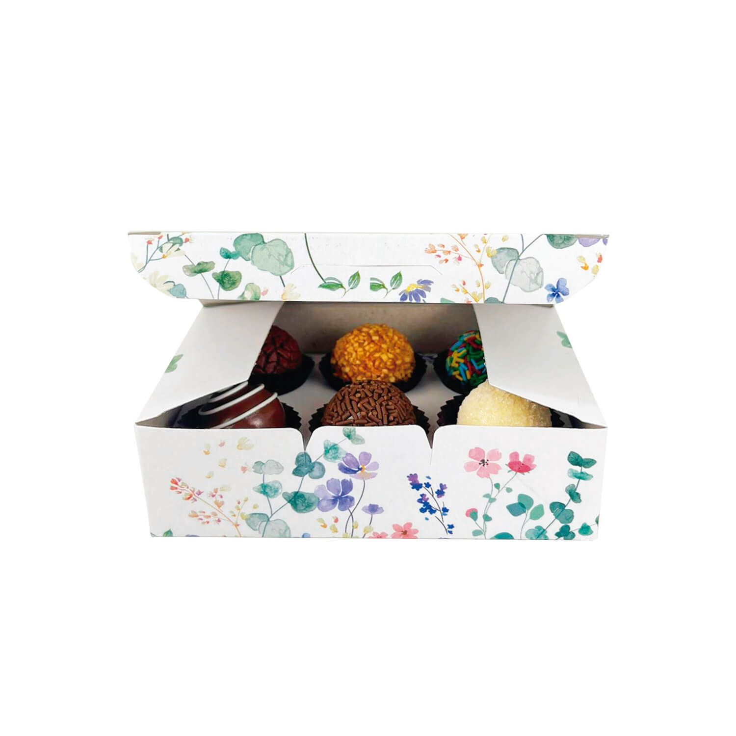 Caixa Brigadeiro p/ 6 doces (13 x 9 x 4 cm) c/ berço Para Você - 100 unidades