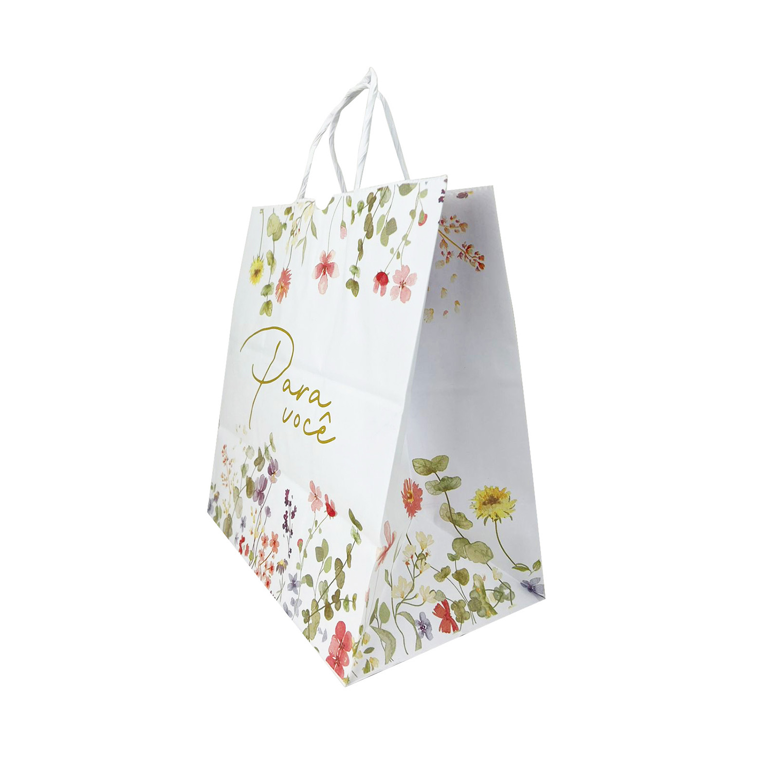Sacola Kraft Branca (27 x 16,5 x 26 cm) Para Você - 100 Unidades