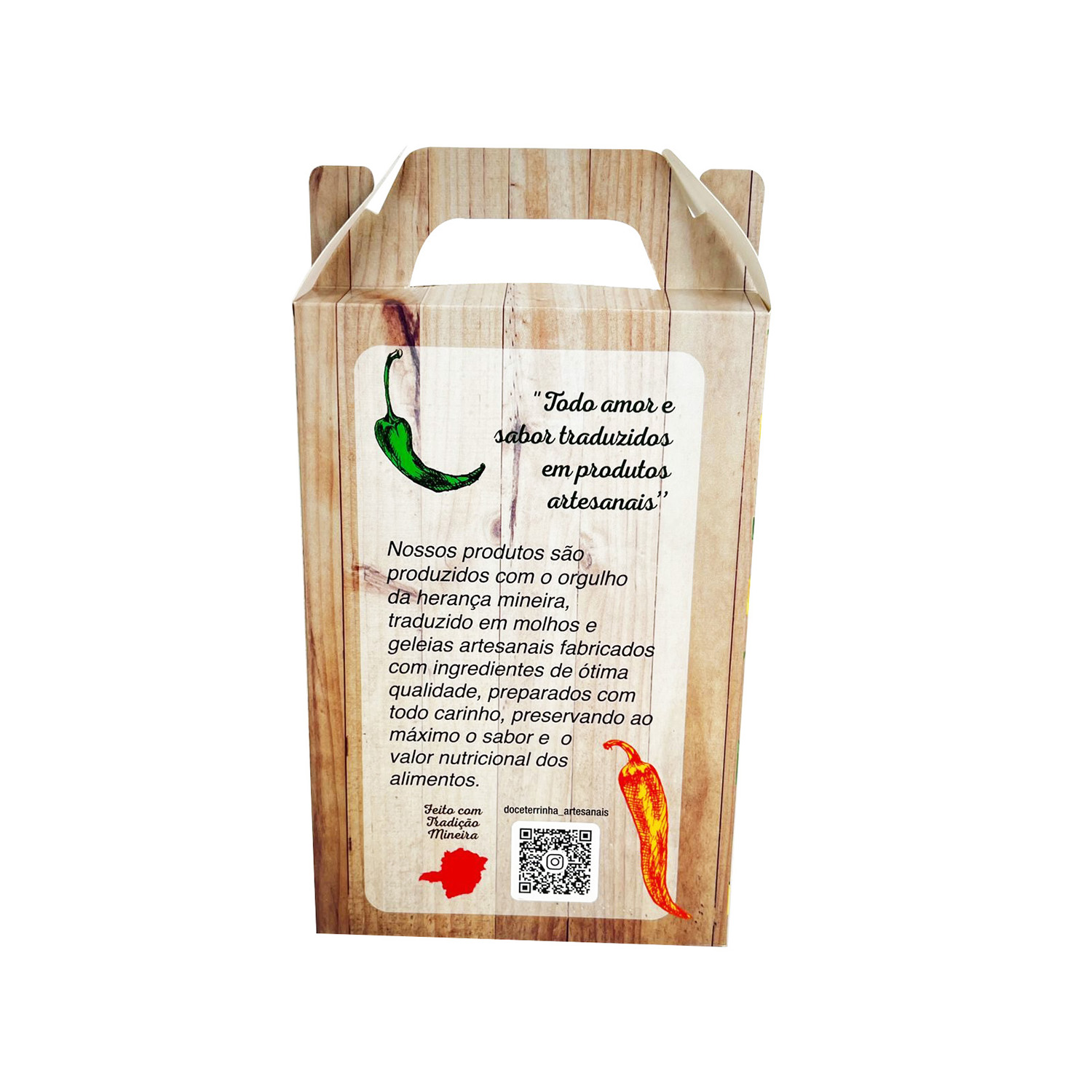 Embalagem Para Vidros de Pimenta c/ berço (12 x 4 x 18 cm) Personalizado