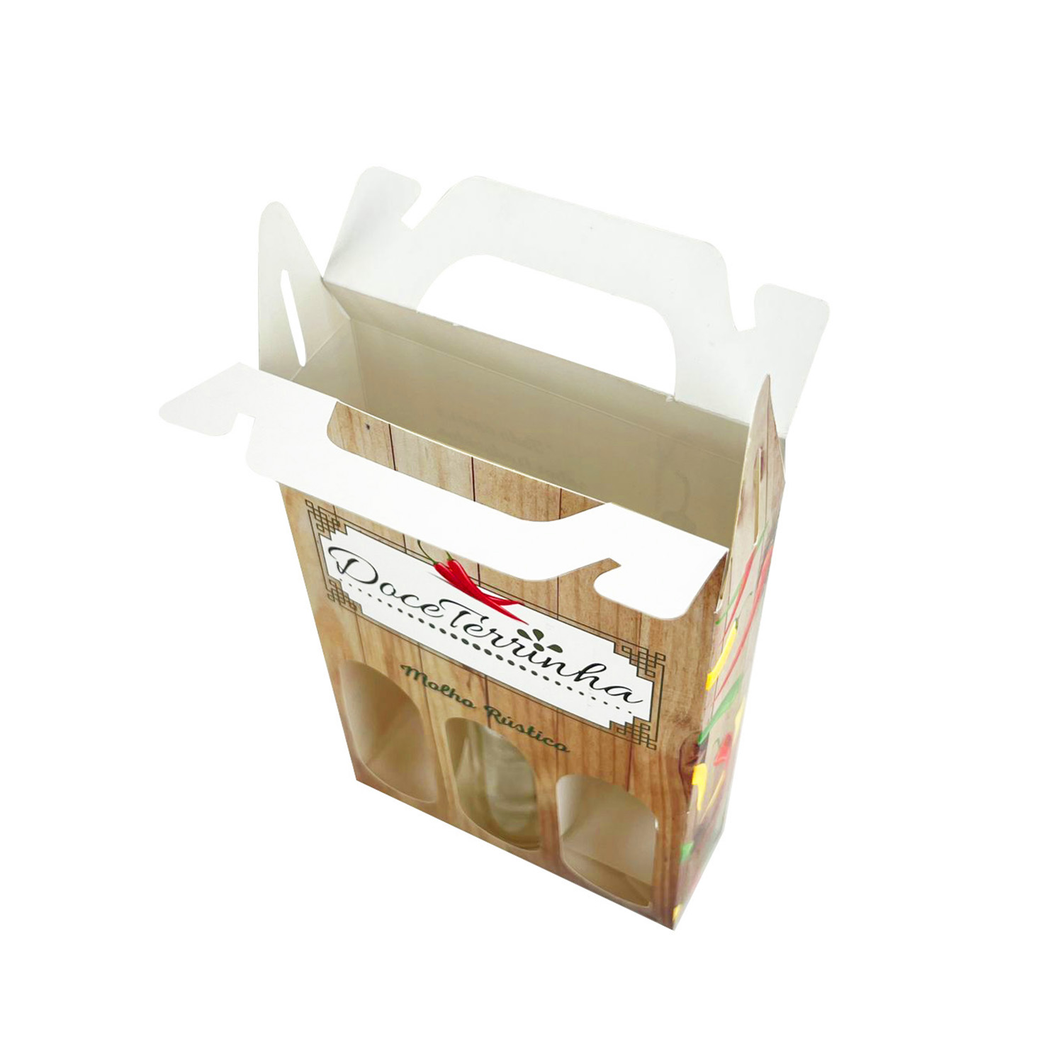 Embalagem Para Vidros de Pimenta c/ berço (12 x 4 x 18 cm) Personalizado