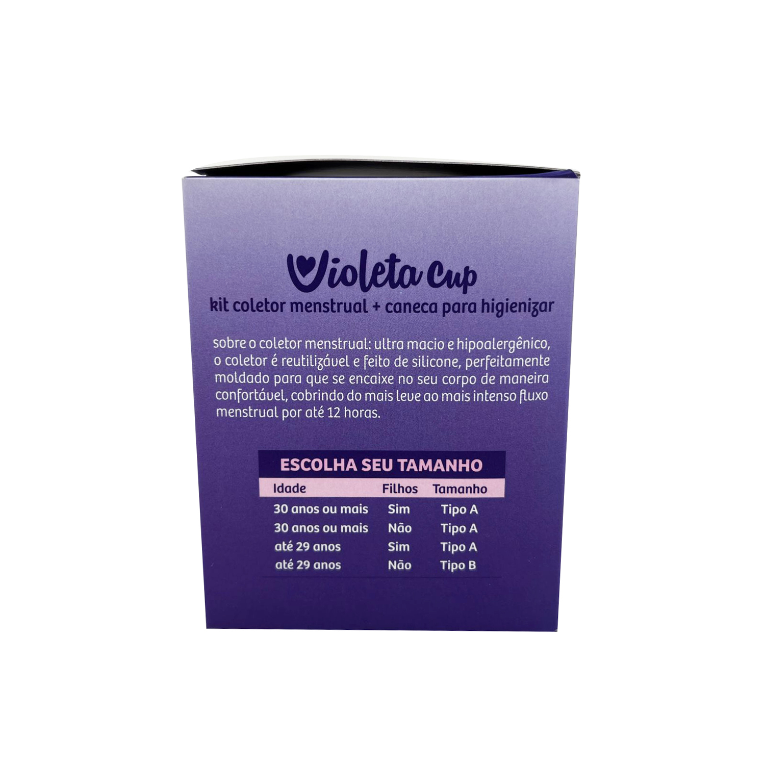 Embalagem pata Kit Coletor Mentrual (16,5 x 9 x 10,5 cm) Personalizada