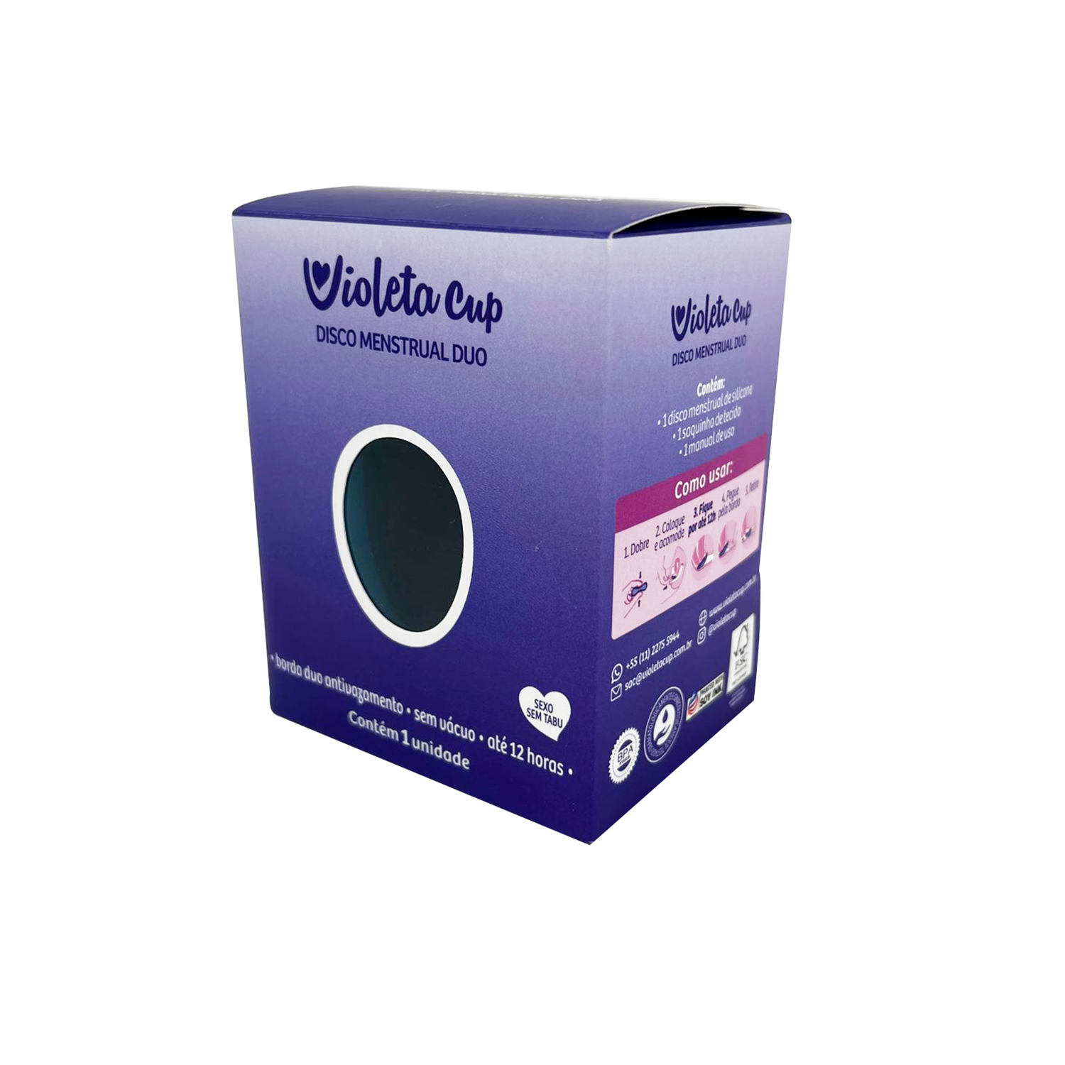 Embalagem pata Coletor Mentrual Disco (14 x 9 x 15 cm) Personalizada