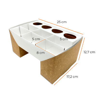 Caixa mesa com divisórias e porta molho (25 x 18 x 8 cm) - 50 unidades