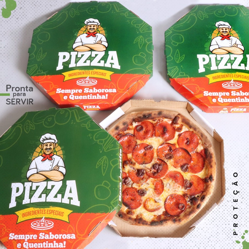 Caixa de Pizza Oitavada (35 x 35 x 4 cm) Personalizada