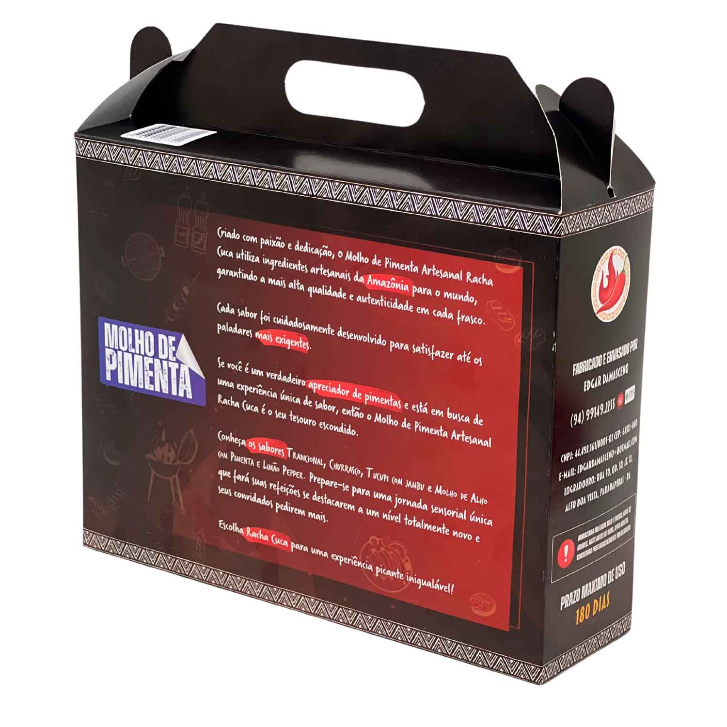 Embalagem Maleta Para Potes de Pimentas c/ Berço (22,8 x 6,7 x 17,7 cm) Personalizada