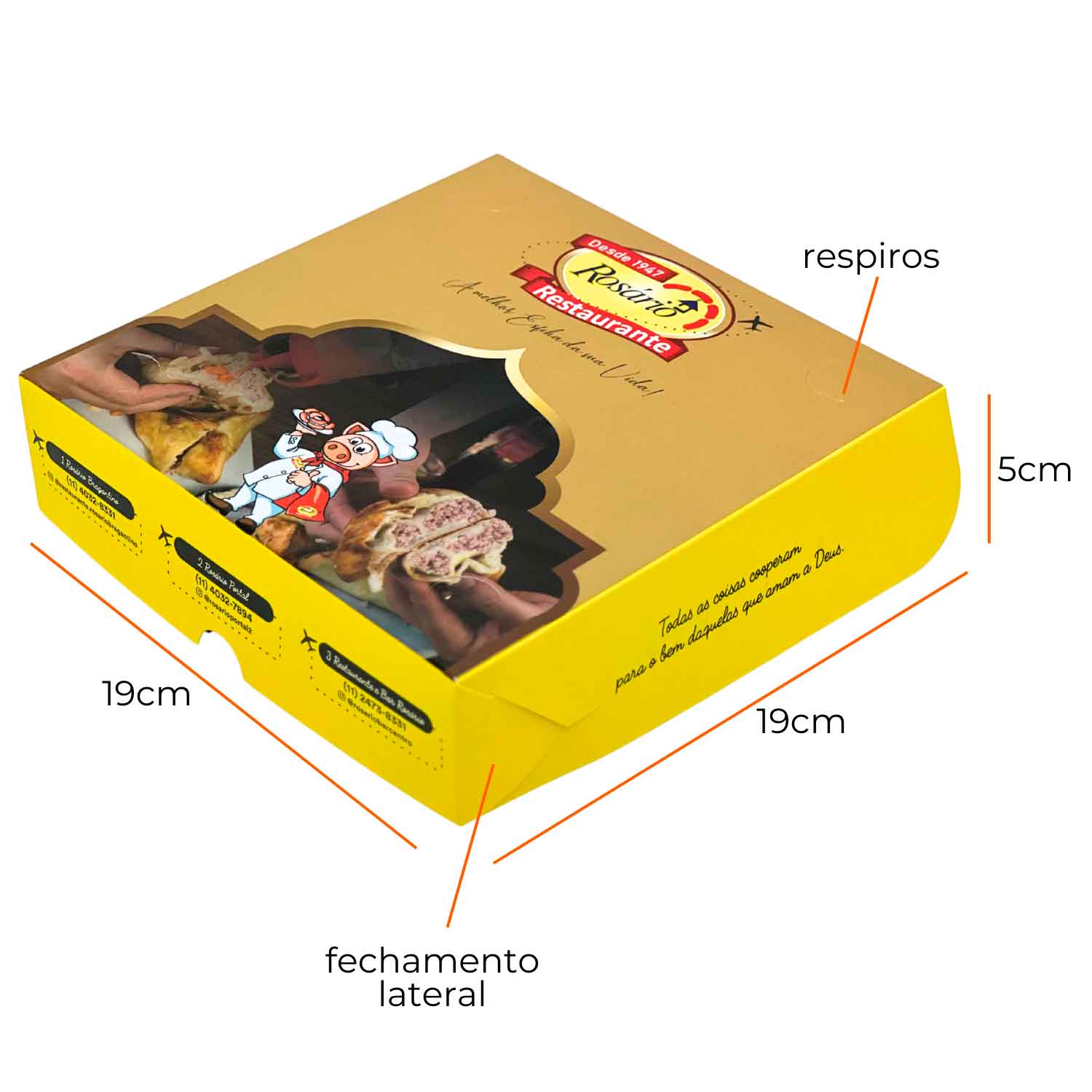 Embalagem Para Esfiha (19 x 19 x 5 m)  Personalizada