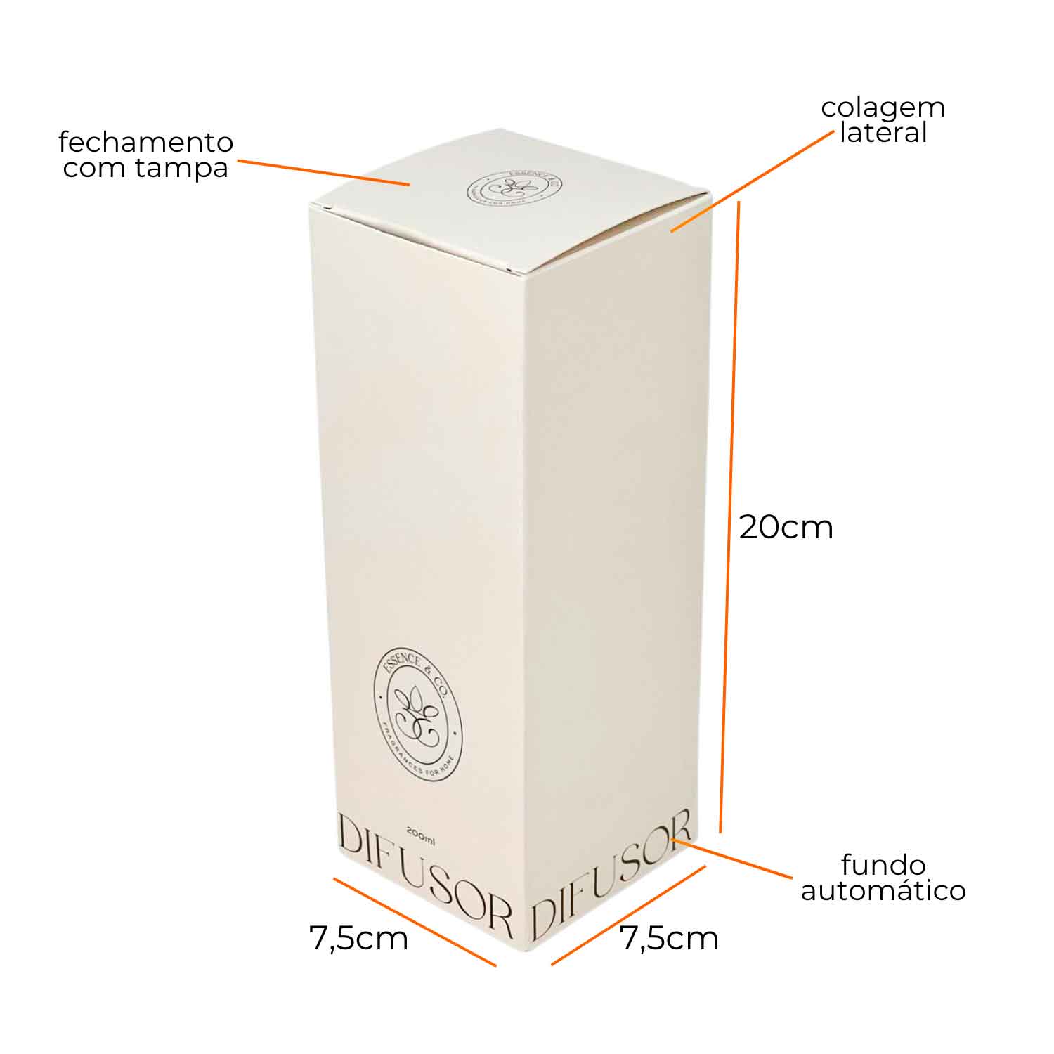 Embalagem para Difusor, home spray (7,5 x 7,5 x 20 cm) Personalizada