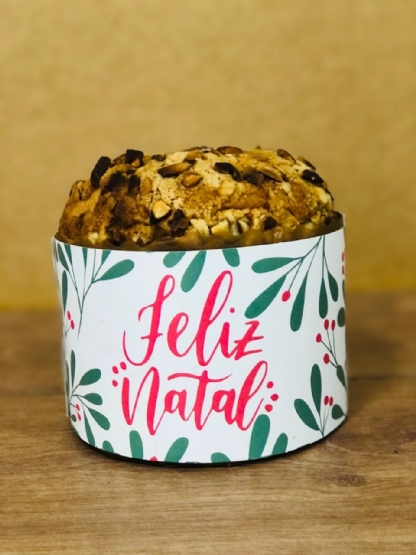 Kit Cinta e Tag p/ Panetone (500g a 1K) Folhas de Natal - 50 unidades