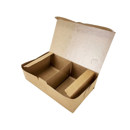 Embalagem Kraft Delivery c/ laminação Interna M (19 x 11 x 6 cm) c/ divisória - 100 Unidades