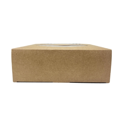 Caixa p/ torta kraft c/ visor acetato (23 x 23 x 8 cm) Abertura lateral - 100 unidades
