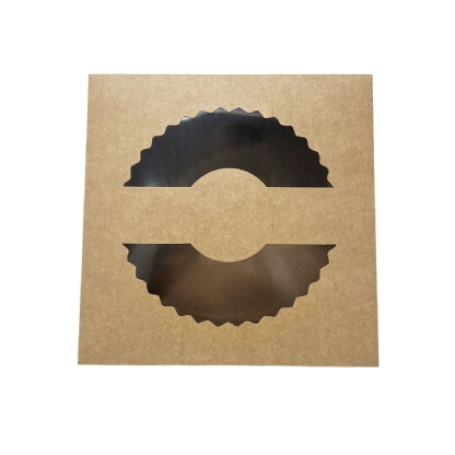 Caixa p/ torta kraft c/ visor acetato (23 x 23 x 8 cm) Abertura lateral - 100 unidades