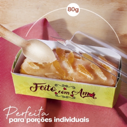 Forma Bolo 80 gramas forneável Pequena C/ tampa - 100 unidades