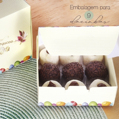 Embalagem para 9 Doces (12 x 12 x 4,5 cm) Páscoa - 100 unidades