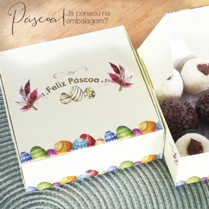 Embalagem para 9 Doces (12 x 12 x 4,5 cm) Páscoa - 100 unidades