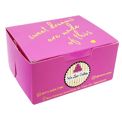 Embalagem Bolo Fatia Retangular (12 x 10 x 6 cm) Personalizada