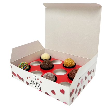 Caixa Brigadeiro p/ 12 doces c/ berço Te Amarei - 100 unidades