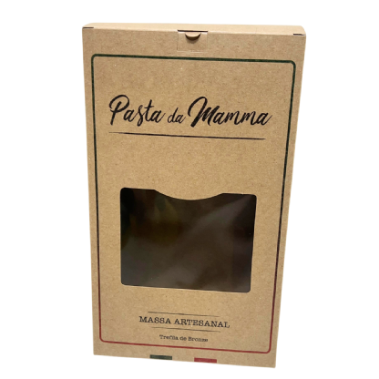 Embalagem Para Massas artesanais c/ Visor Vazado (14,5 x 6,5 x 25 cm) Personalizada