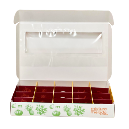 Embalagem para 20 Brigadeiros Gourmet (21 x 13,6 x 3 cm) Personalizada