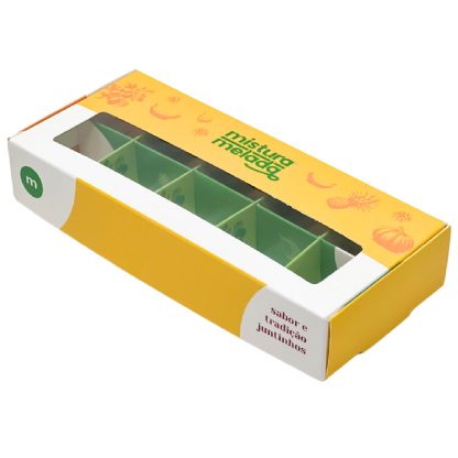 Embalagem para 10 Brigadeiros Gourmet c/ Visor Vazado (17 x 7,4 x 3 cm) Personalizada
