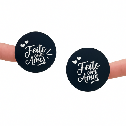 Etiqueta Adesiva Redonda (4 cm) Feito Com Amor - 1 mil Unidades